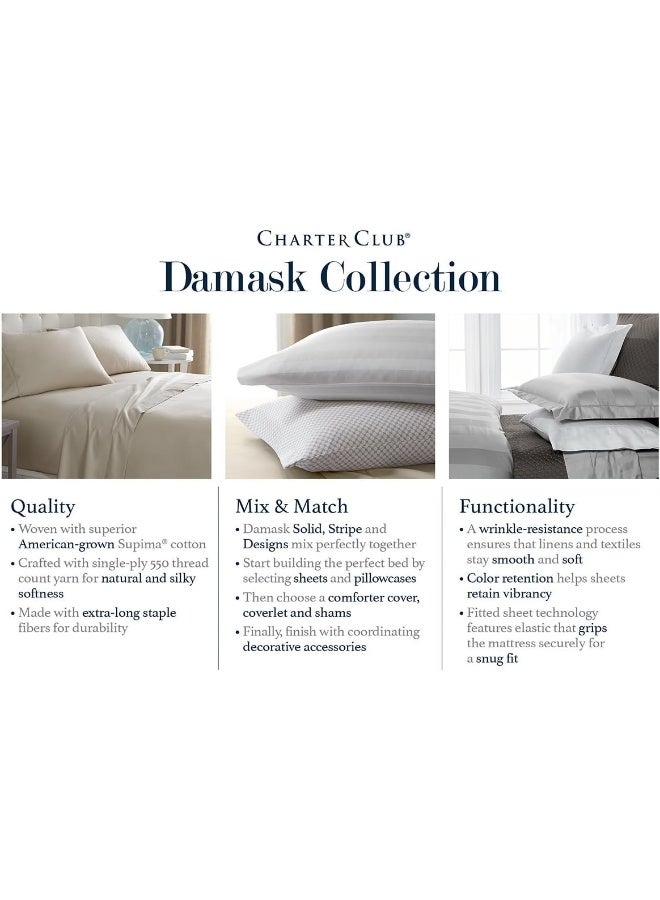 Charter Club Damask Stripe King 4-Pc Sheet Set, 550 Thread Count Pure Supima Cotton (Smoke) - Image 3